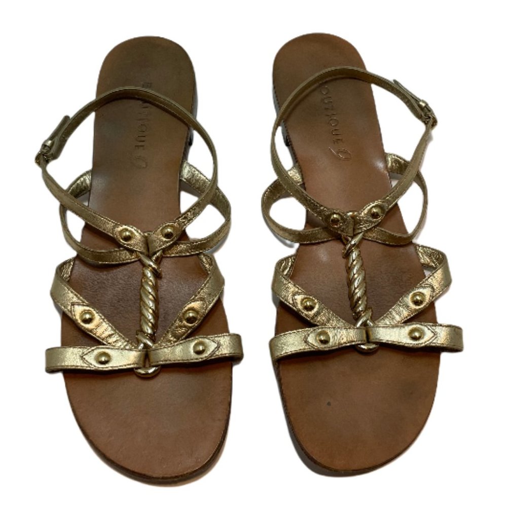 Boutique 9 | Cute Leather Brown and Gold Sandals